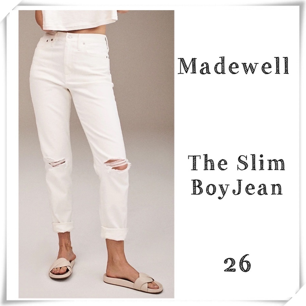 MADEWELL The Slim BoyJeans in Tile White Size 26 Style NF139